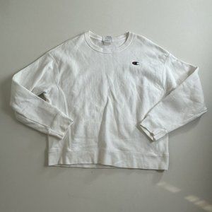 Vintage Champion Reverse Weave Sweater Womens Size Large White Crewneck Pullover